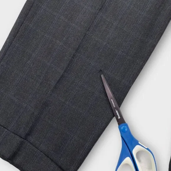 John W Nordstrom Loro Piana Suit Mens 40R 34x29 Windowpane Check Charcoal Wool - Picture 15 of 16